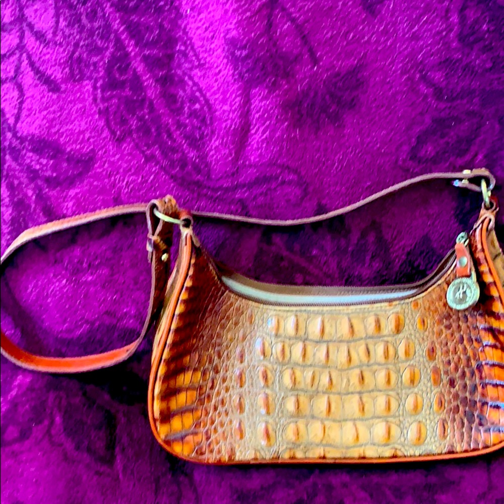 Brahmin Caramel croc embossed leather bag purse